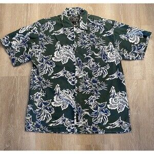 Hawaiian Floral Shirt US Expedition Men's Size L Short Sleeve Button Up Casual